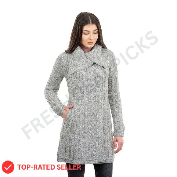 Oversized Merino Wool Cardigan with Side Pockets Elegant Chic Classic